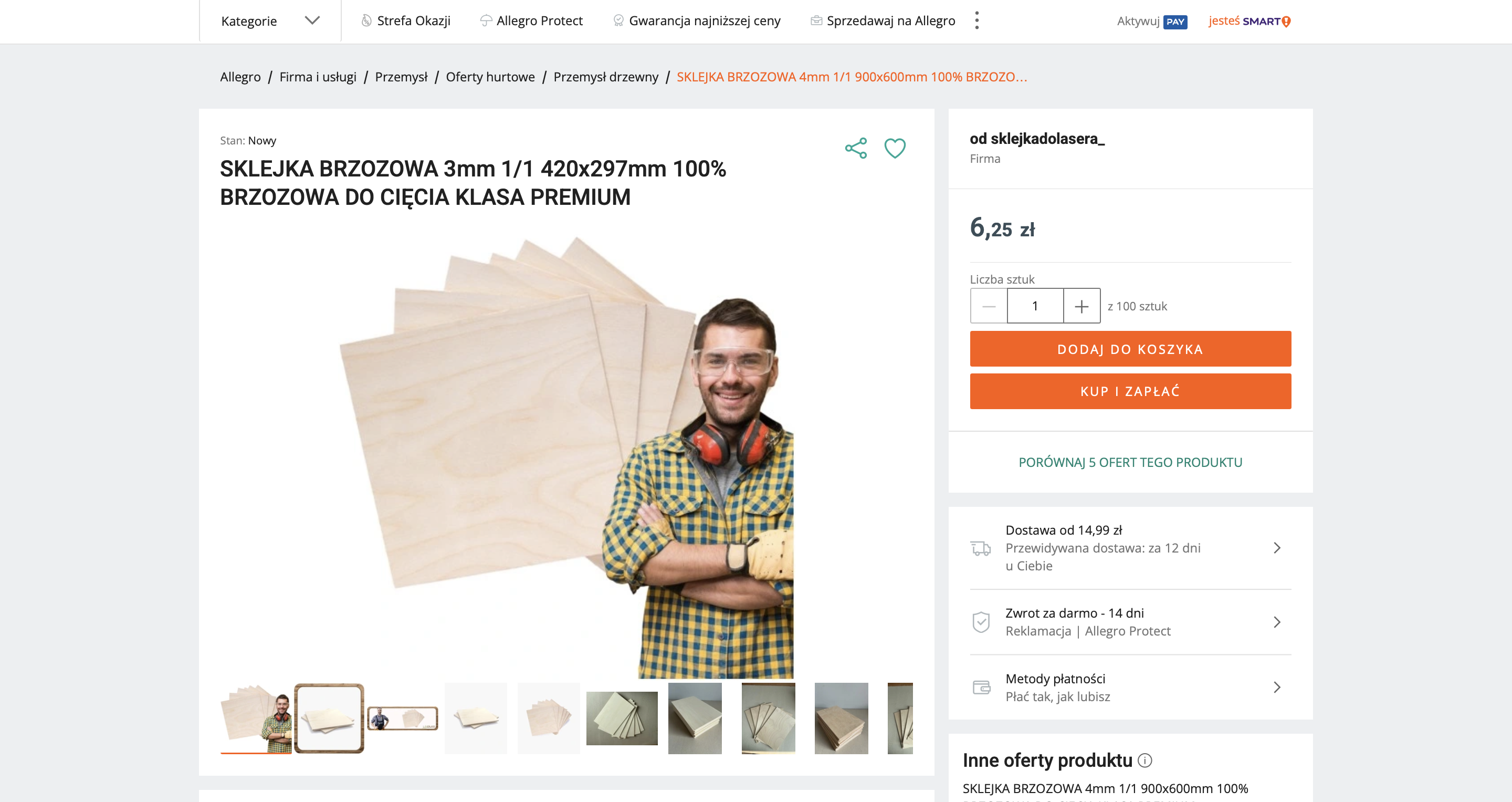 Allegro plywood - sample listing number 1 from our Allegro offer